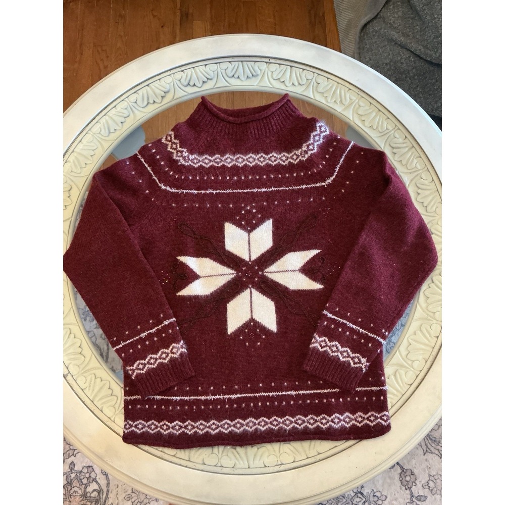 Women's Nordic Sweater Medium Shetland Wool Blend Red Bob Timberlake